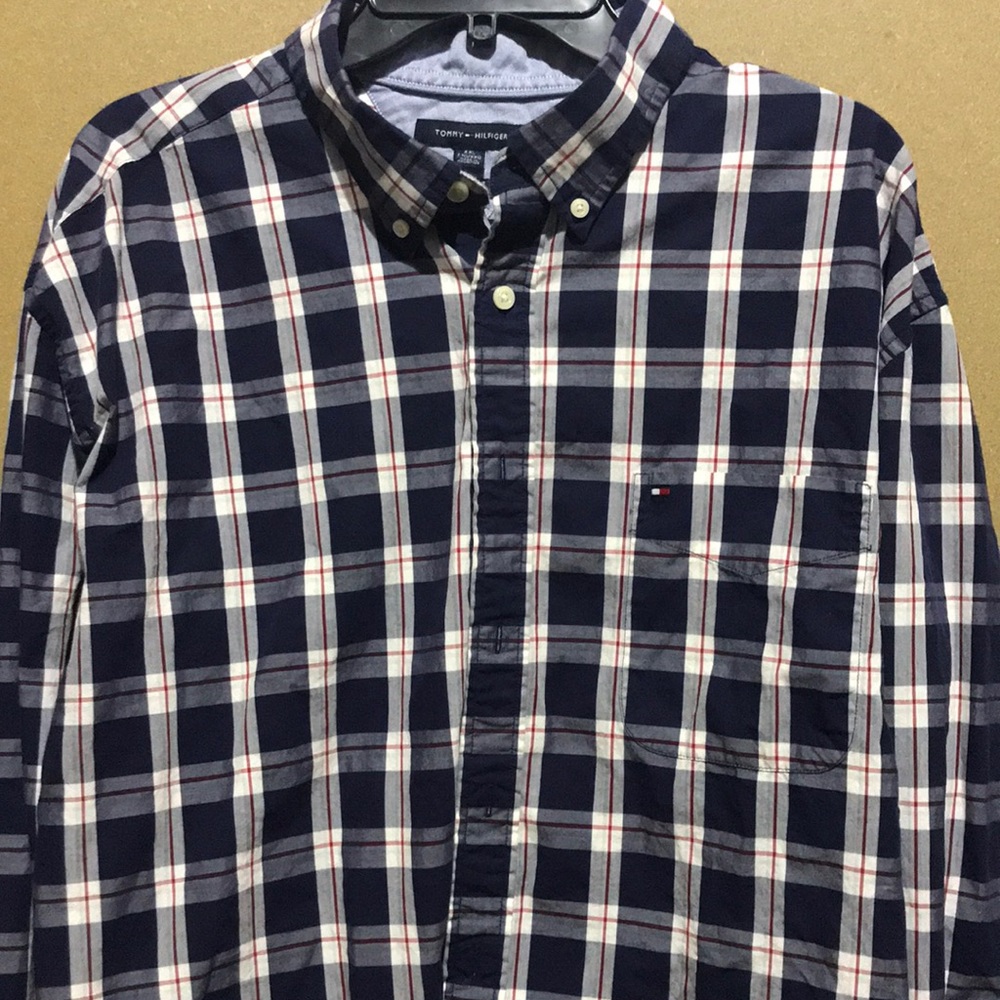 Tommy Hilfiger blue plaid shirt